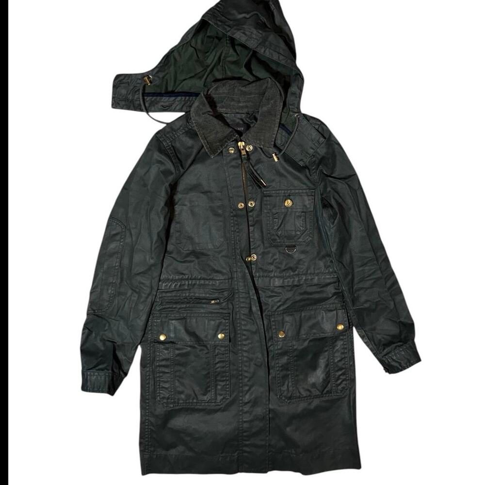 Jcrew black‎ raincoat with hood